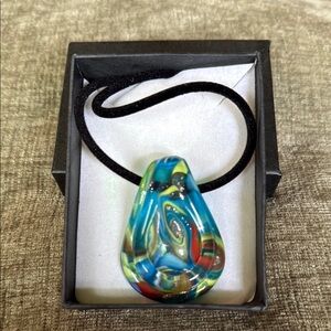 Blue and Green Art Glass Necklace